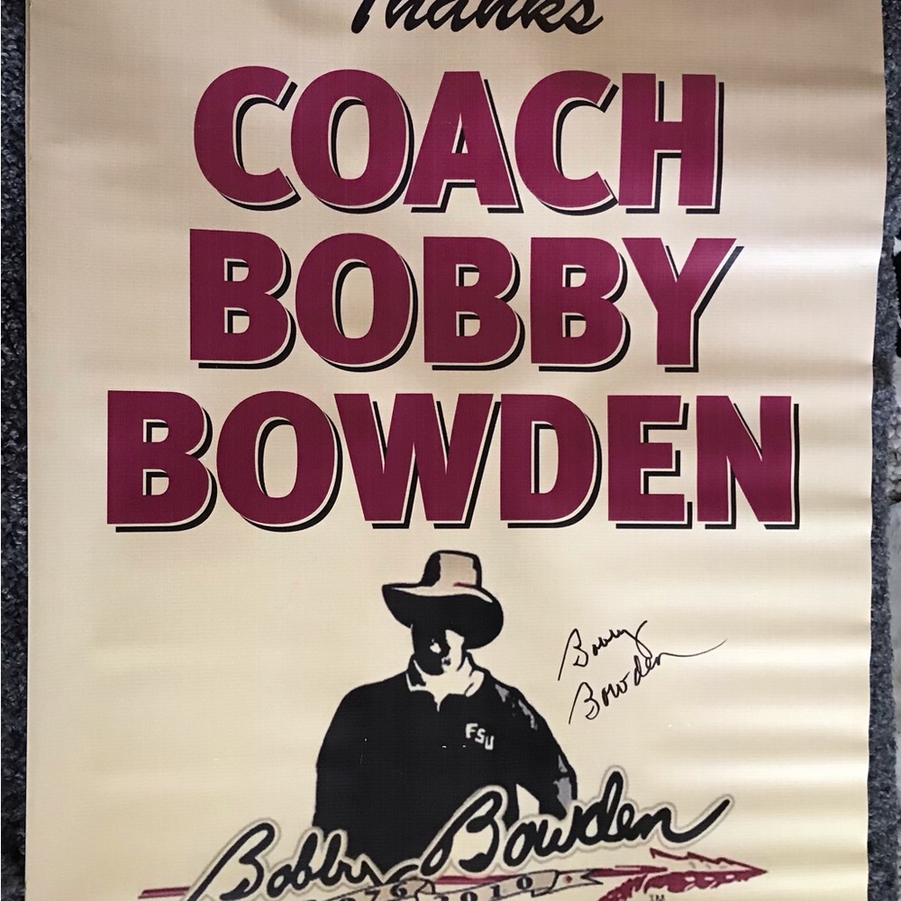 RARE AUTOGRAPHED “BOBBY BOWDEN” GATOR BOWL BANNER